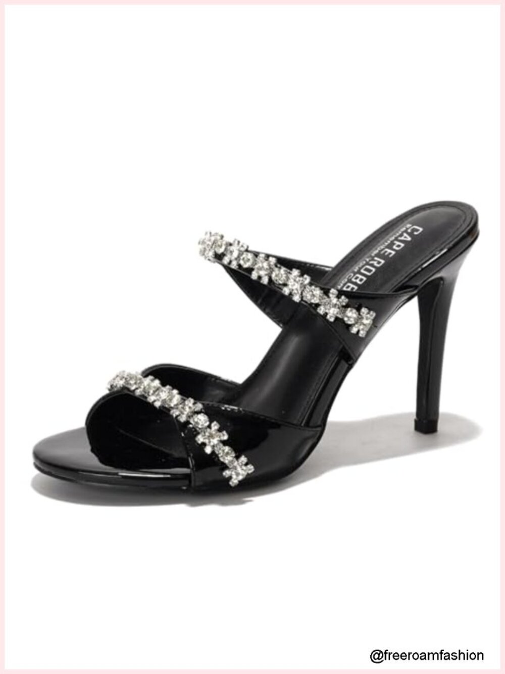 Rhinestone Mule Heels - Sparkly Slip On Stiletto Sandals - 4 Inch Heels Round